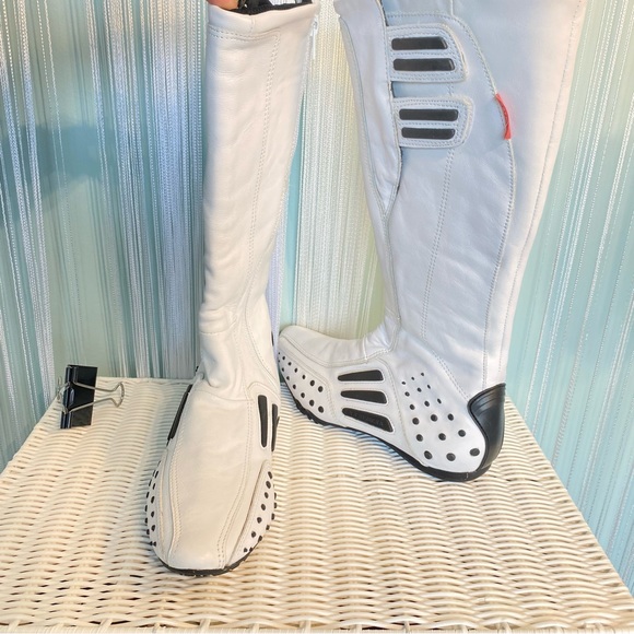 Women's Black and White XX By Mexx Motorcycle Boots NWOT Size 6 - Picture 3 of 17